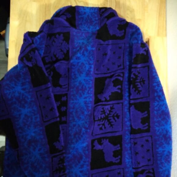 Vintage Moose & Snowflakes Pattern Fleece Jacket - Picture 4 of 7